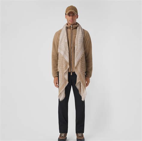 camel burberry scarf bloggers men|Lightweight Logo Graphic Cashmere Jacquard Scarf in Camel.